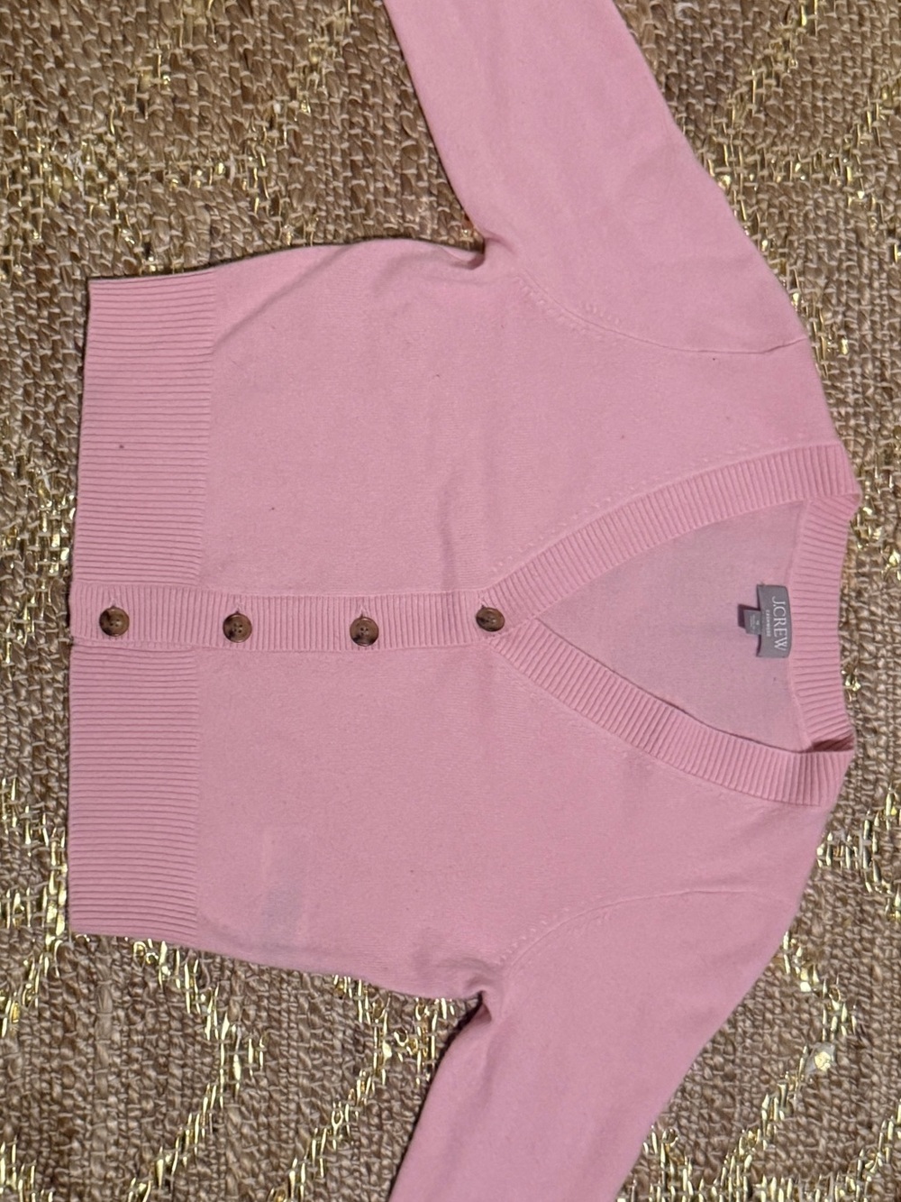 J. Crew Dusty Pink V-Neck Button-Front Cardigan
